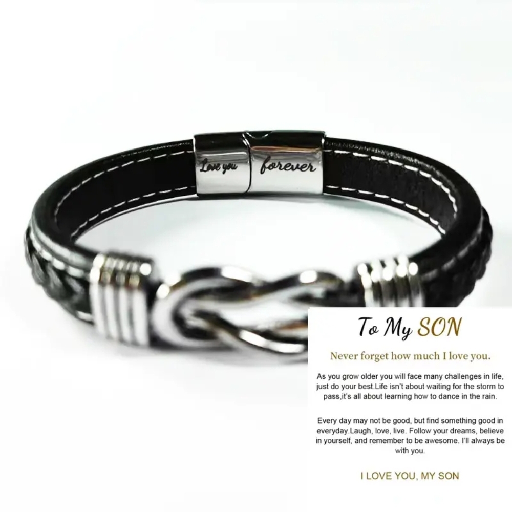 Leather Bracelet for Men Multi-Layer Braided Leather Infinity Bracelet